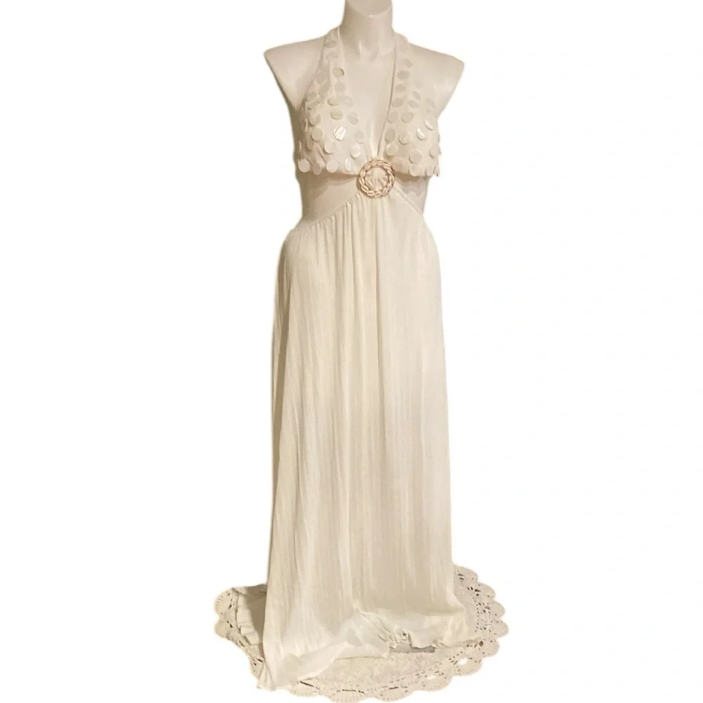Nova luxe White Evening Wedding Beach Wedding Dress. Size L NWT - Picture 1 of 11